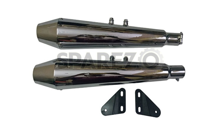 Royal Enfield GT Continental 650cc Exhaust Muffler Silencer Chrome - SPAREZO